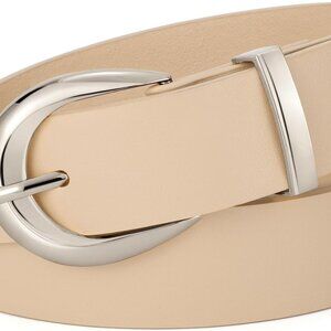 Women Leather Belt PU Leather Gold Buckle Casual Dress Waist Accessory